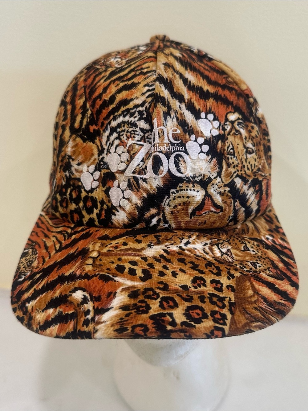 Vintage 90s AOP Lion Tiger Nature Zebra Animal Print Philadelphia Zoo Hat